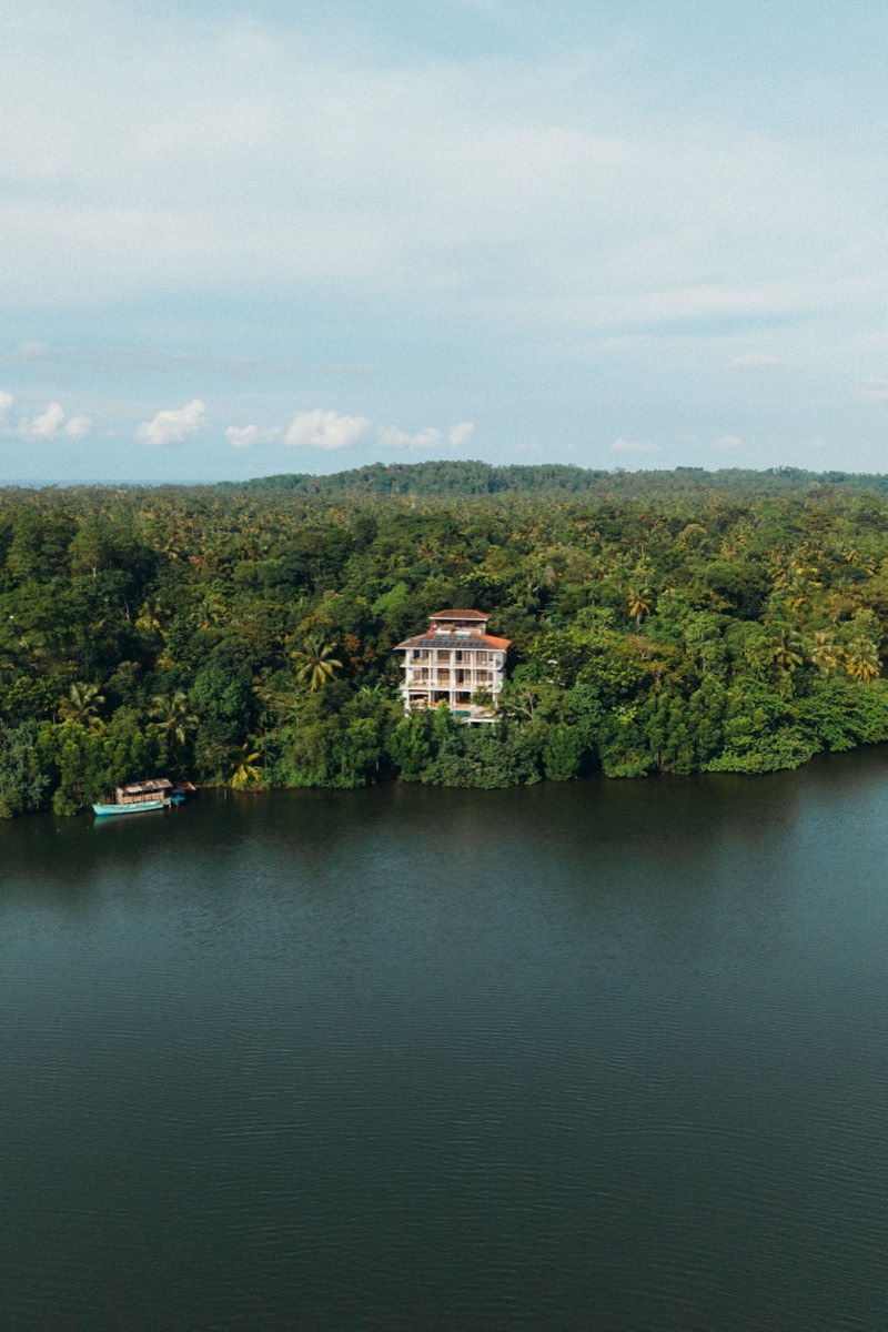 Tropical gardens and grounds at Lanka Yoga on Koggala Lake, Sri Lanka