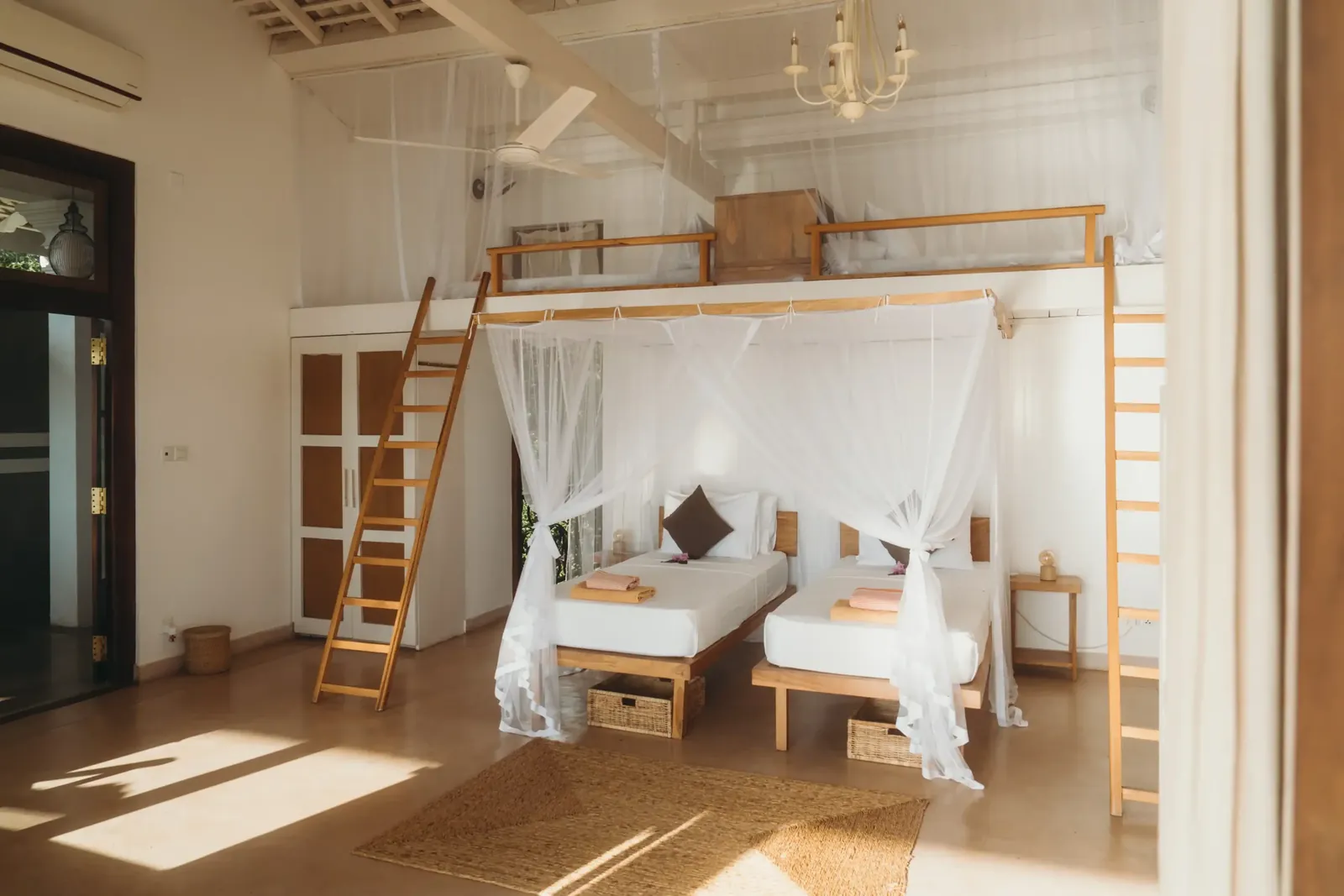 Lake view four-person shared room
